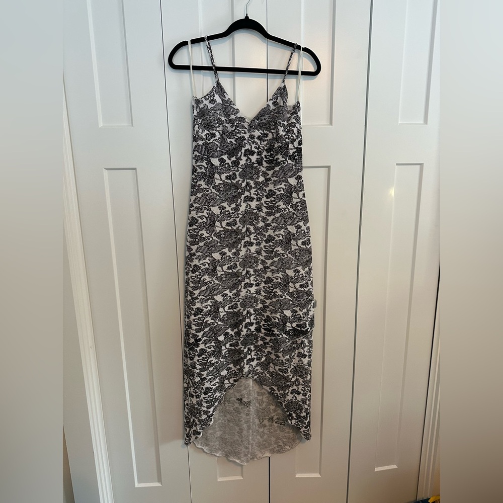 Hyphen Black‎ and White Sparkle Floral High Low Maxi Dress Size M